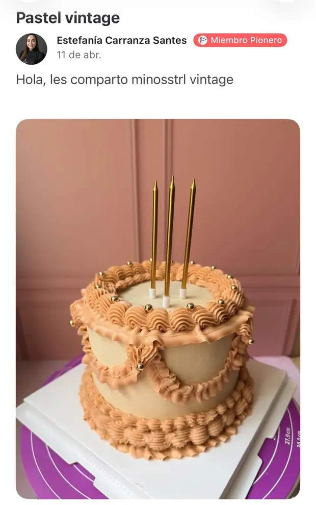 Torta vintage de Estefanía Carranza Santes, alumna del método